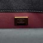 CHANEL MINI COCO HANDLE FLAP BAG CAVIAR BLACK WITH BURGUNDY HANDLE LGHW