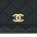 CHANEL DETAILED TOP HANDLE WALLET ON CHAIN LAMBSKIN BLACK GHW (MICROCHIP)