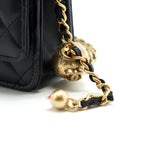 CHANEL 22C PEARL CRUSH WALLET ON CHAIN LAMBSKIN BLACK GHW (MICROCHIP)