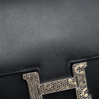 HERMES MINI CONSTANCE MONSIEUR BLACK WITH LIZARD BUCKLE SHW