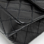 CHANEL MINI 2.55 REISSUE FLAP BAG AGED CALFSKIN BLACK BRUSHED GHW (MICROCHIP)