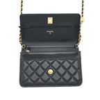 CHANEL 22C PEARL CRUSH WALLET ON CHAIN LAMBSKIN BLACK GHW (MICROCHIP)