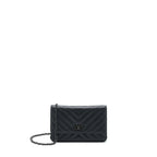 CHANEL 2.55 SO BLACK WALLET ON CHAIN CALFSKIN WITH BLACK HARDWARE