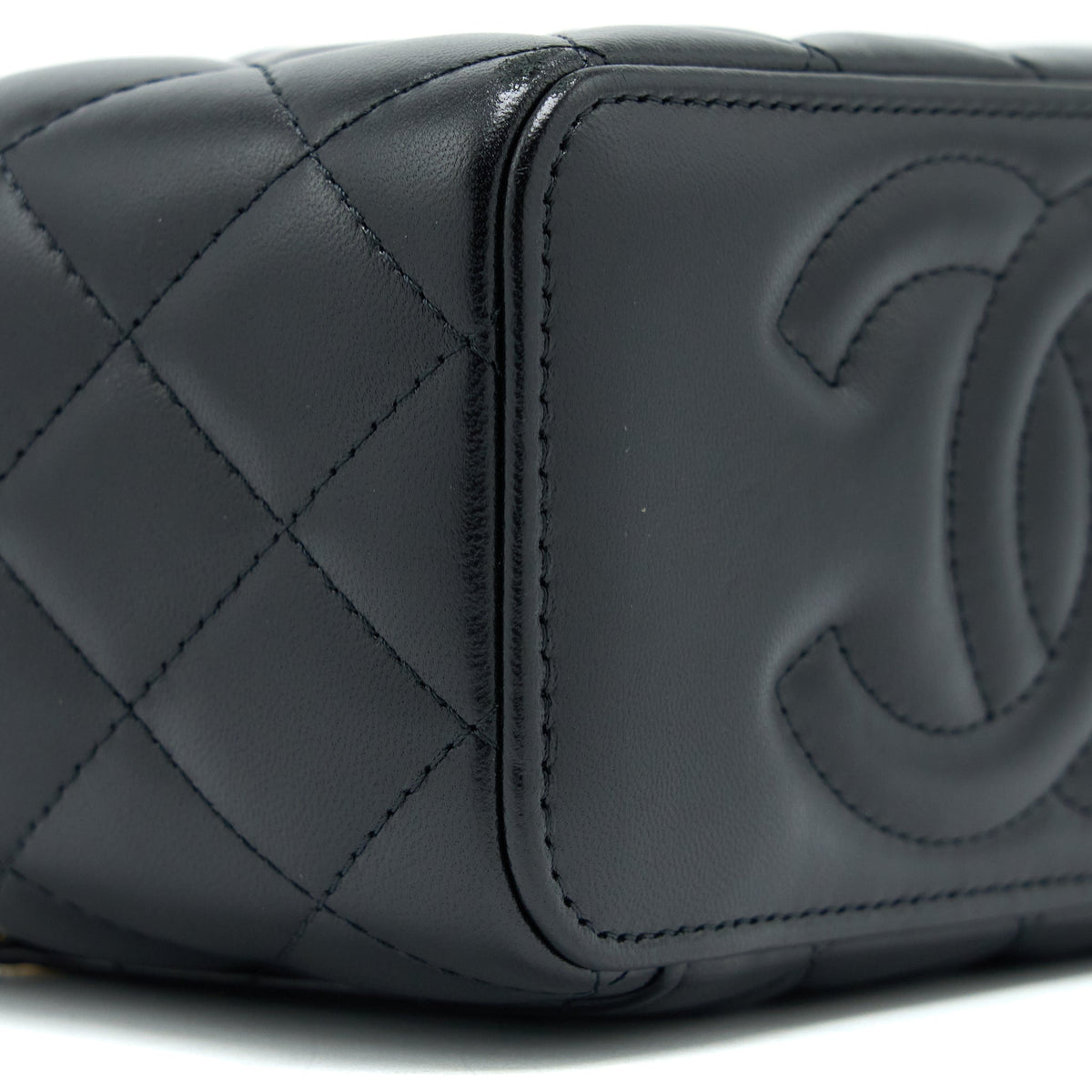 CHANEL LONG VANITY DETAILED GEM CHAIN LAMBSKIN BLACK GHW (MICROCHIP)