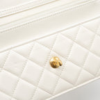 CHANEL PEARL CRUSH WALLET ON CHAIN LAMBSKIN WHITE GHW (MICROCHIP)