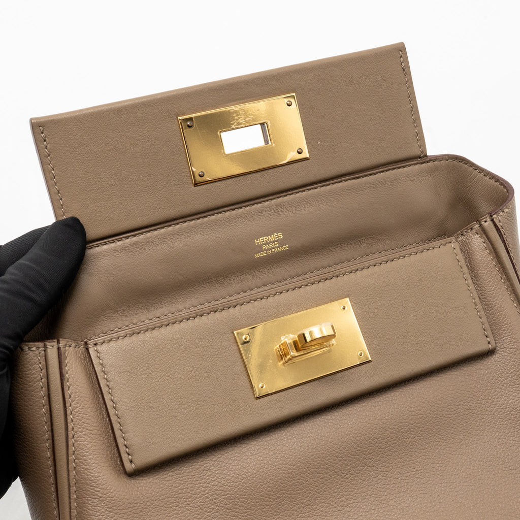 Hermes Mini 24/24 2424-21 Bag Evercolor/Swift Etoupe GHW
