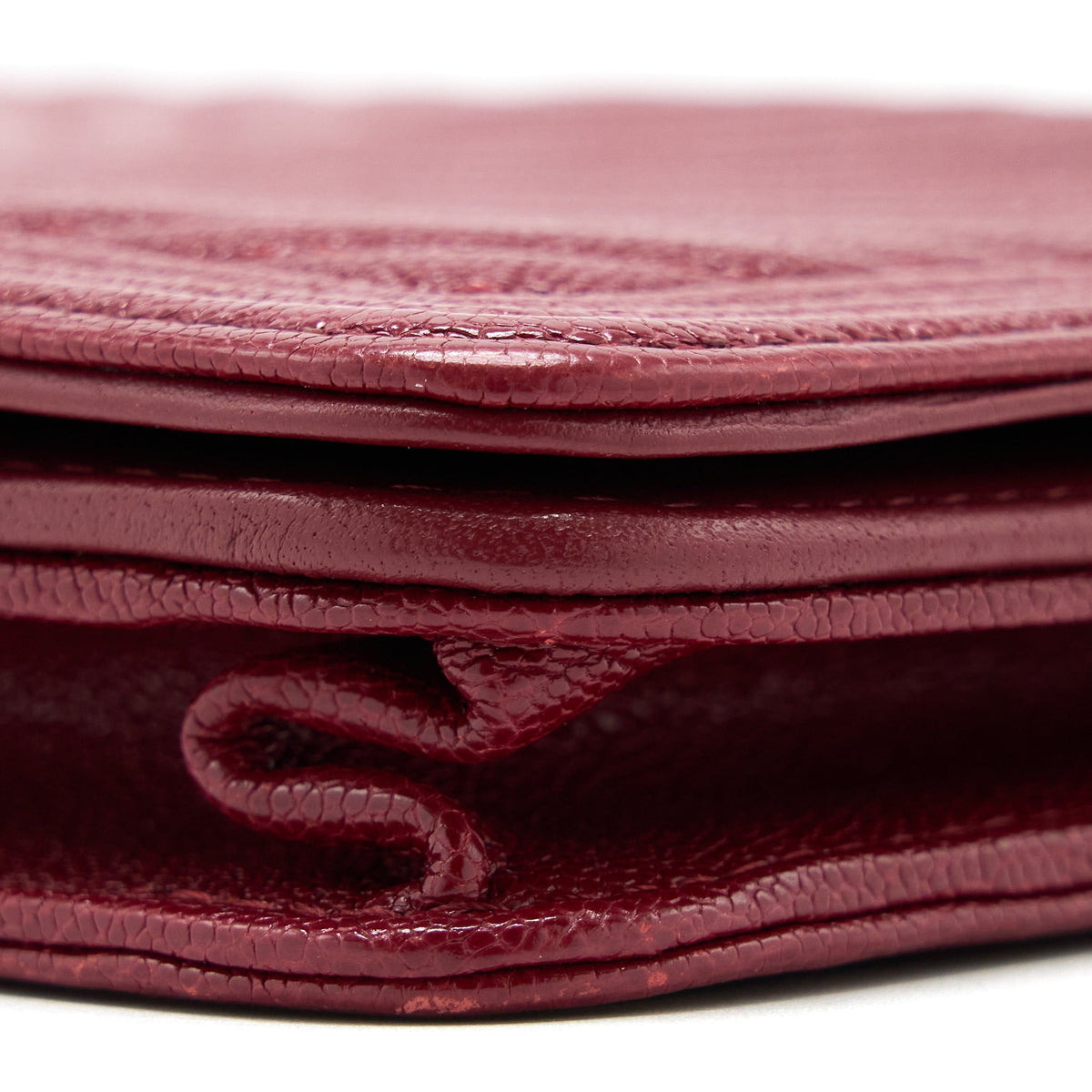 CHANEL BOY WALLET ON CHAIN CHEVRON CAVIAR RED BRUSHED GHW