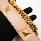 VALENTINO MEDIUM ROMAN STUD SHOULDER BAG NAPPA POUDRE GHW