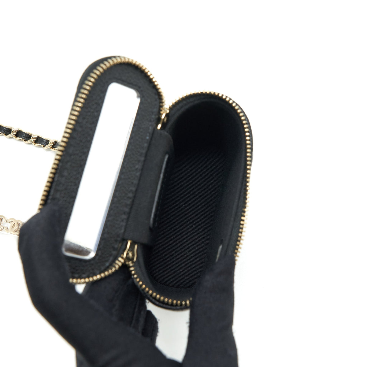 CHANEL 22P VERTICAL MINI VANITY WITH CC LOGO CHAIN CAVIAR BLACK LGHW