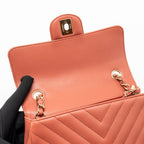 Chanel Mini Rectangular Flap Bag Lambskin Dark Pink LGHW