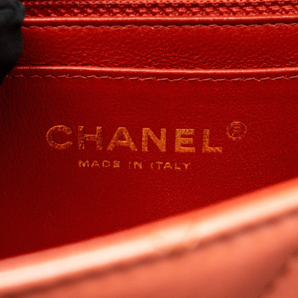 Chanel Mini Rectangular Flap Bag Lambskin Dark Pink LGHW