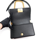 CHANEL SMALL BOY BAG CAVIAR BLACK BRUSHED GHW YEAR 2021 (MICROCHIP SERIAL）