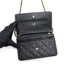CHANEL CAVIAR WALLET ON CHAIN BLACK GHW