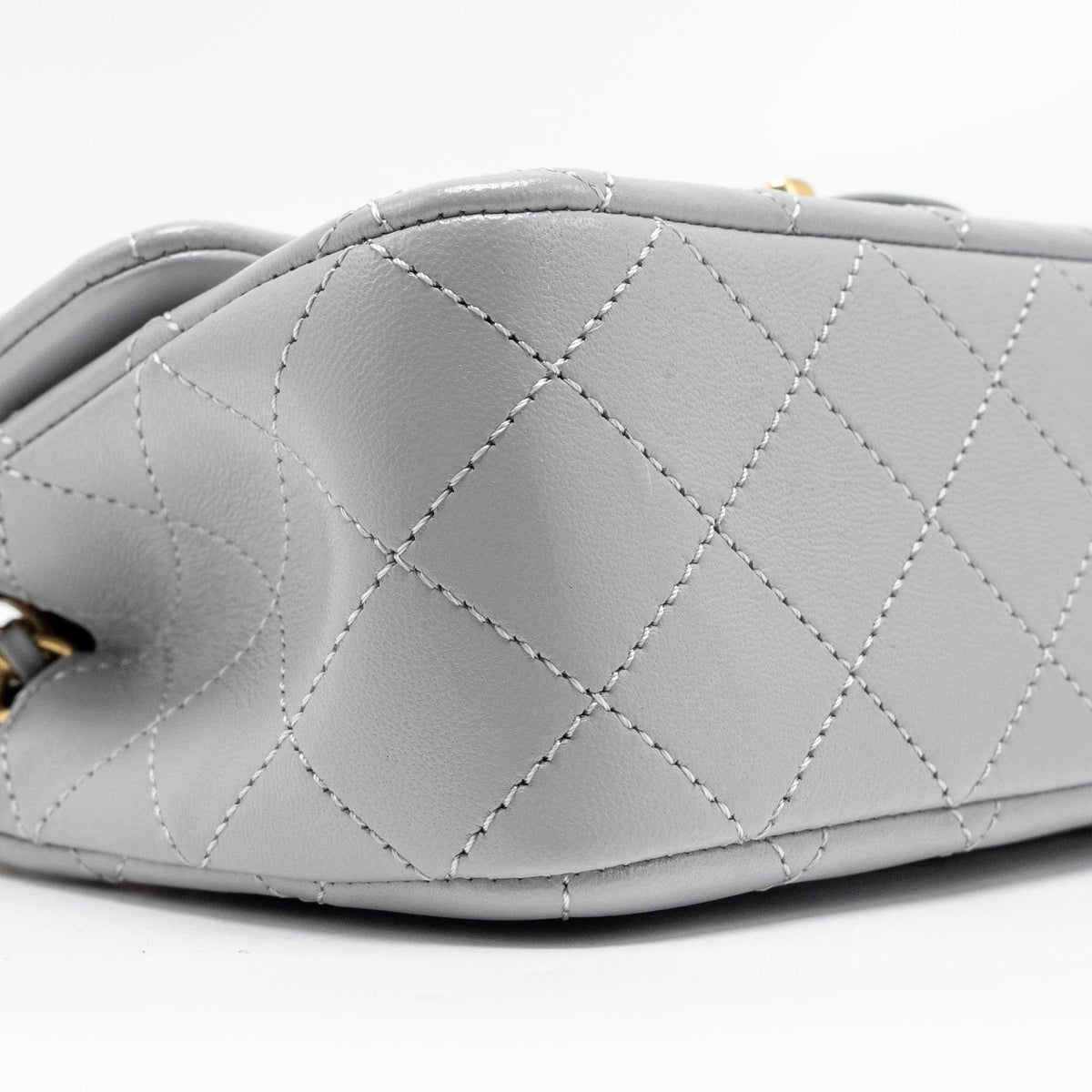 CHANEL PEARL CRUSH MINI RECTANGULAR FLAP BAG LAMBSKIN GREY GHW (MICROCHIP)