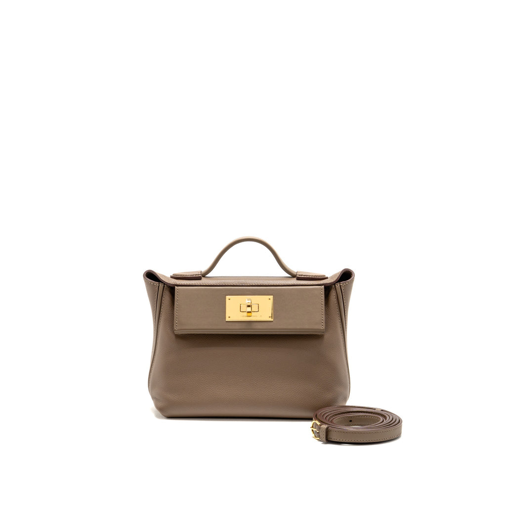 Hermes Mini 24/24 2424-21 Bag Evercolor/Swift Etoupe GHW