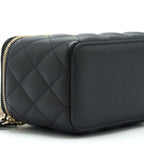 CHANEL 22P LONG VANITY WITH CC LOGO CHAIN CAVIAR BLACK LGHW
