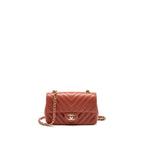Chanel Mini Rectangular Flap Bag Lambskin Dark Pink LGHW