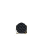 CHANEL ROUND CLUTCH WITH CHAIN BLACK BRUSHED GHW