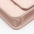 CHANEL PEARL CRUSH WALLET ON CHAIN LAMBSKIN LIGHT PINK GHW (MICROCHIP)