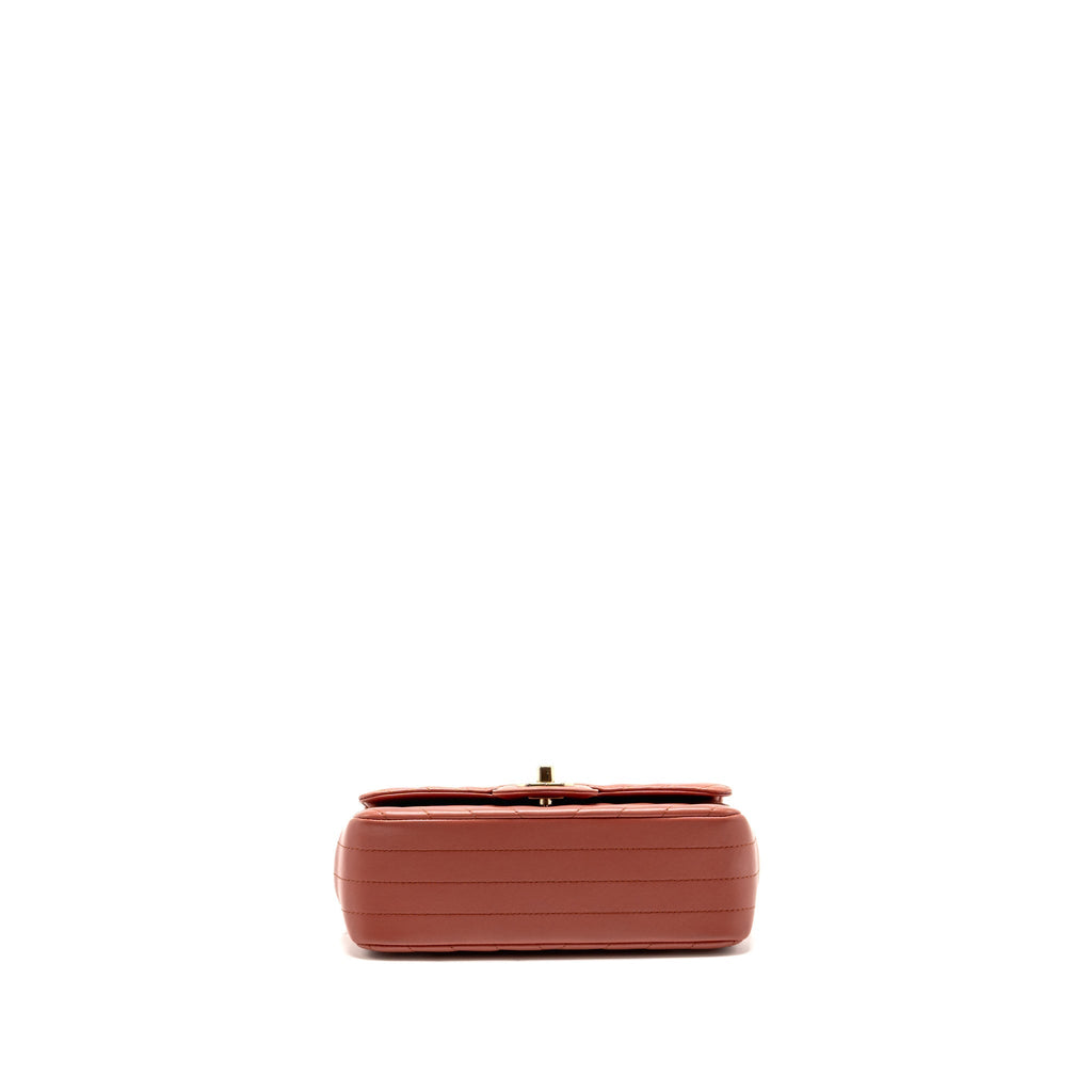 Chanel Mini Rectangular Flap Bag Lambskin Dark Pink LGHW