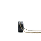CHANEL ROUND CLUTCH WITH CHAIN BLACK BRUSHED GHW