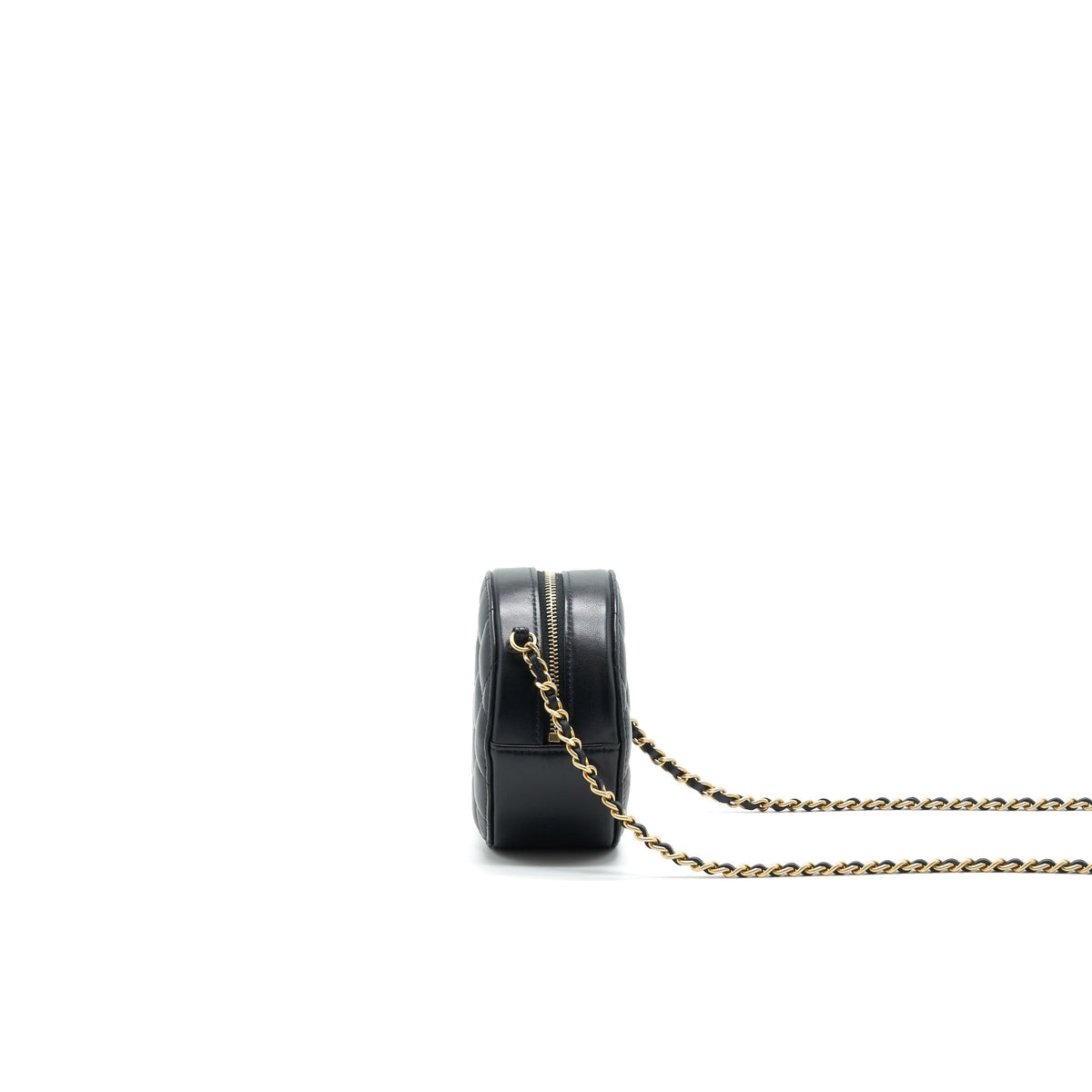 CHANEL ROUND CLUTCH WITH CHAIN BLACK BRUSHED GHW