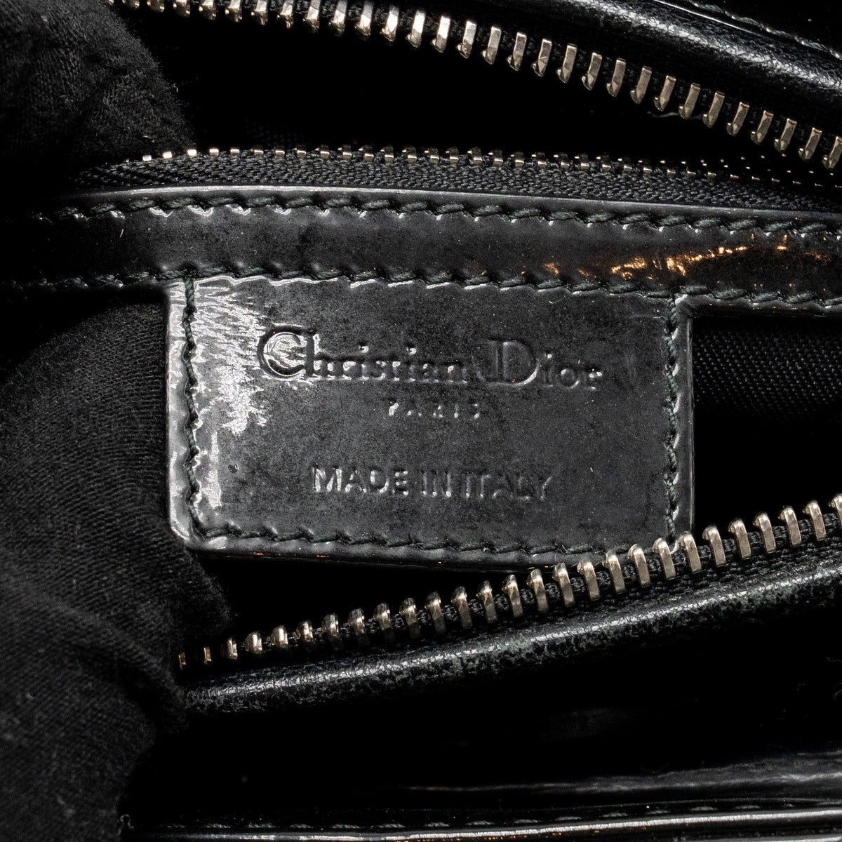 DIOR MEDIUM LADY DIOR PATENT BLACK SHW