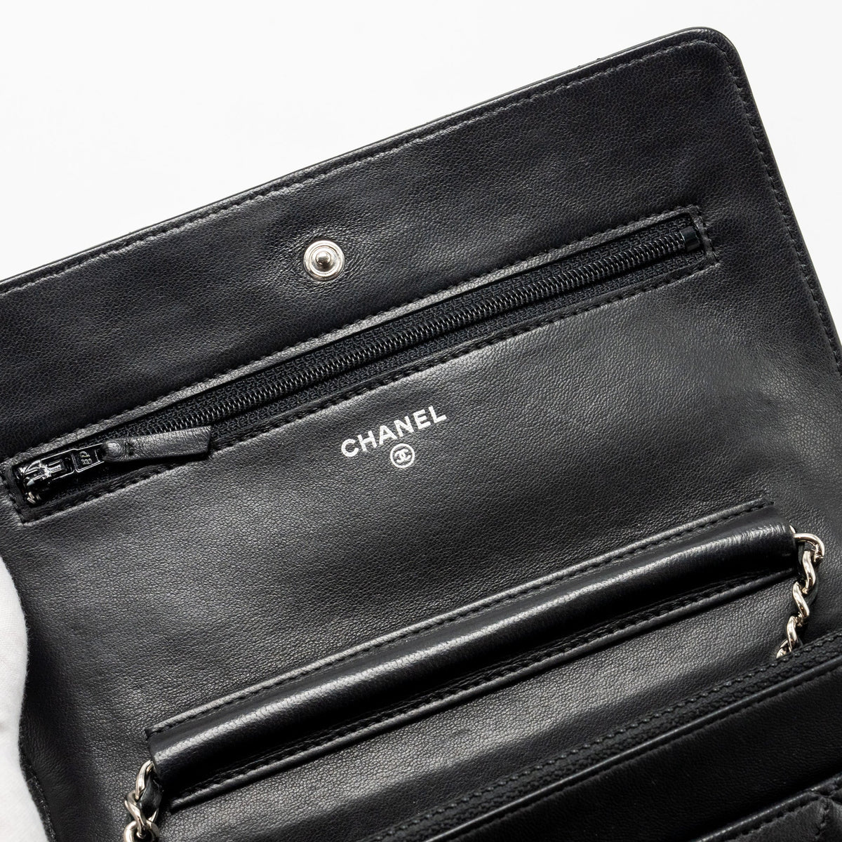 CHANEL CLASSIC WALLET ON CHAIN LAMBSKIN BLACK SHW
