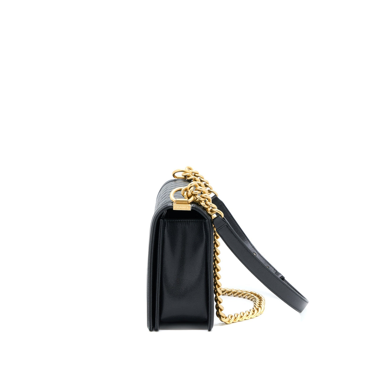CHANEL BOY BAG 28CM CAVIAR BLACK BRUSHED GHW