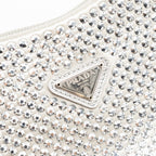 PRADA RE-EDITION SATIN CRYSTAL MINI BAG SILVER SHW