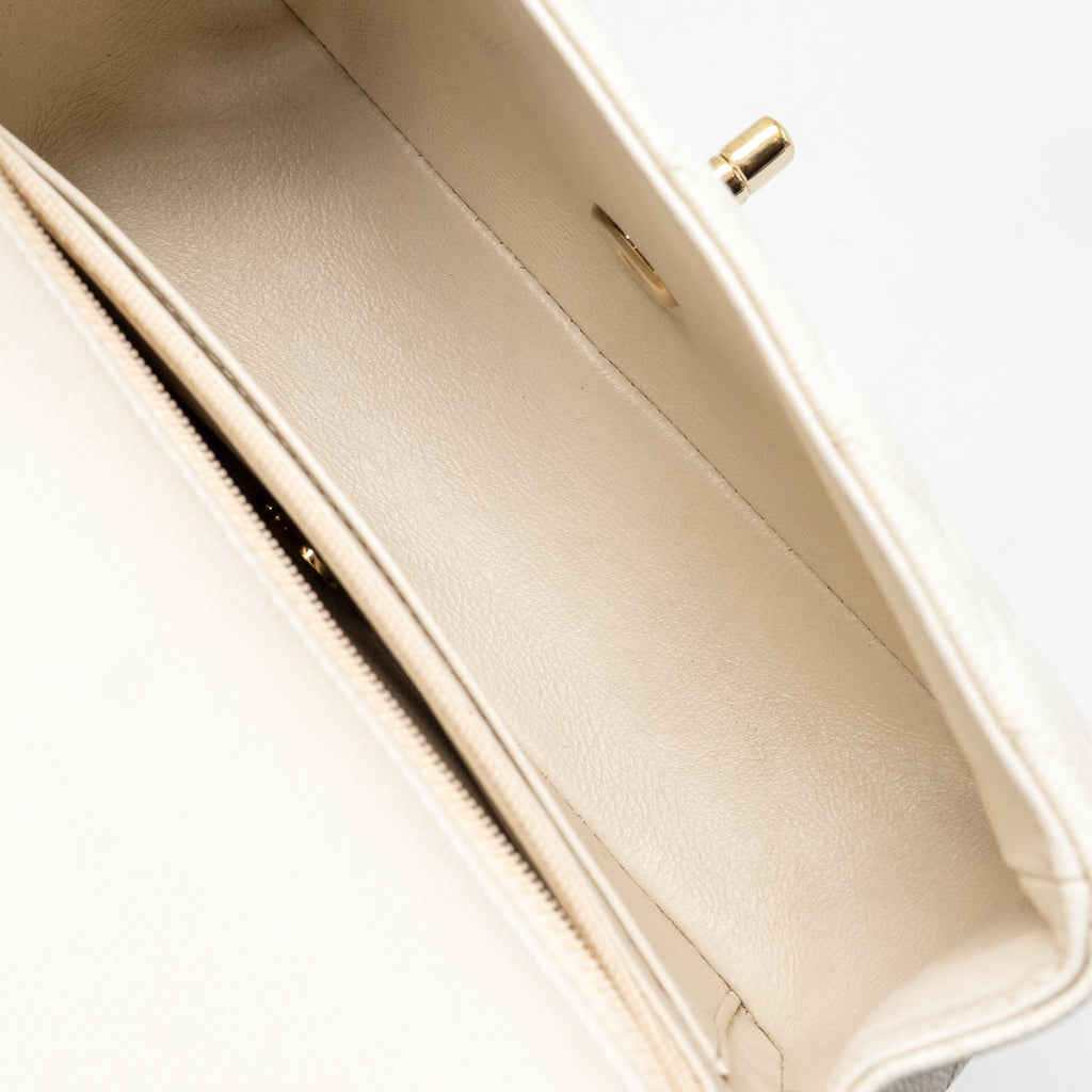 CHANEL MINI RECTANGULAR FLAP BAG CAVIAR WHITE LGHW