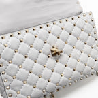 VALENTINO MEDIUM ROCKSTUD SPIKE BAG LAMBSKIN NAPPA LIGHT GREY LGHW