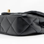 CHANEL 24S PEARL ADJUSTABLE CHAIN MINI FLAP BAG LAMBSKIN BLACK GHW (MICROCHIP)