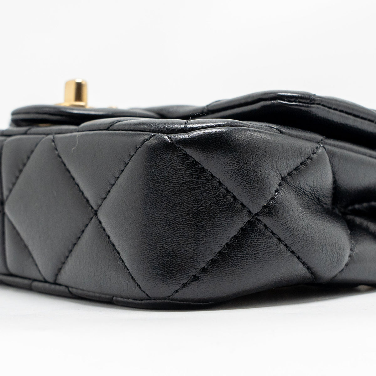CHANEL 24S PEARL ADJUSTABLE CHAIN MINI FLAP BAG LAMBSKIN BLACK GHW (MICROCHIP)