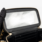 Chanel Letter Logo Detailed Top Handle Long Vanity Shiny Calfskin Black GHW (Microchip)