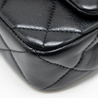 CHANEL 24S PEARL ADJUSTABLE CHAIN MINI FLAP BAG LAMBSKIN BLACK GHW (MICROCHIP)