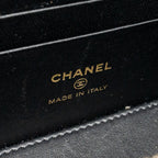 Chanel Letter Logo Detailed Top Handle Long Vanity Shiny Calfskin Black GHW (Microchip)