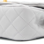CHANEL PEARL CRUSH MINI RECTANGULAR LAMBSKIN GREY BRUSHED GHW(MICROCHIP)