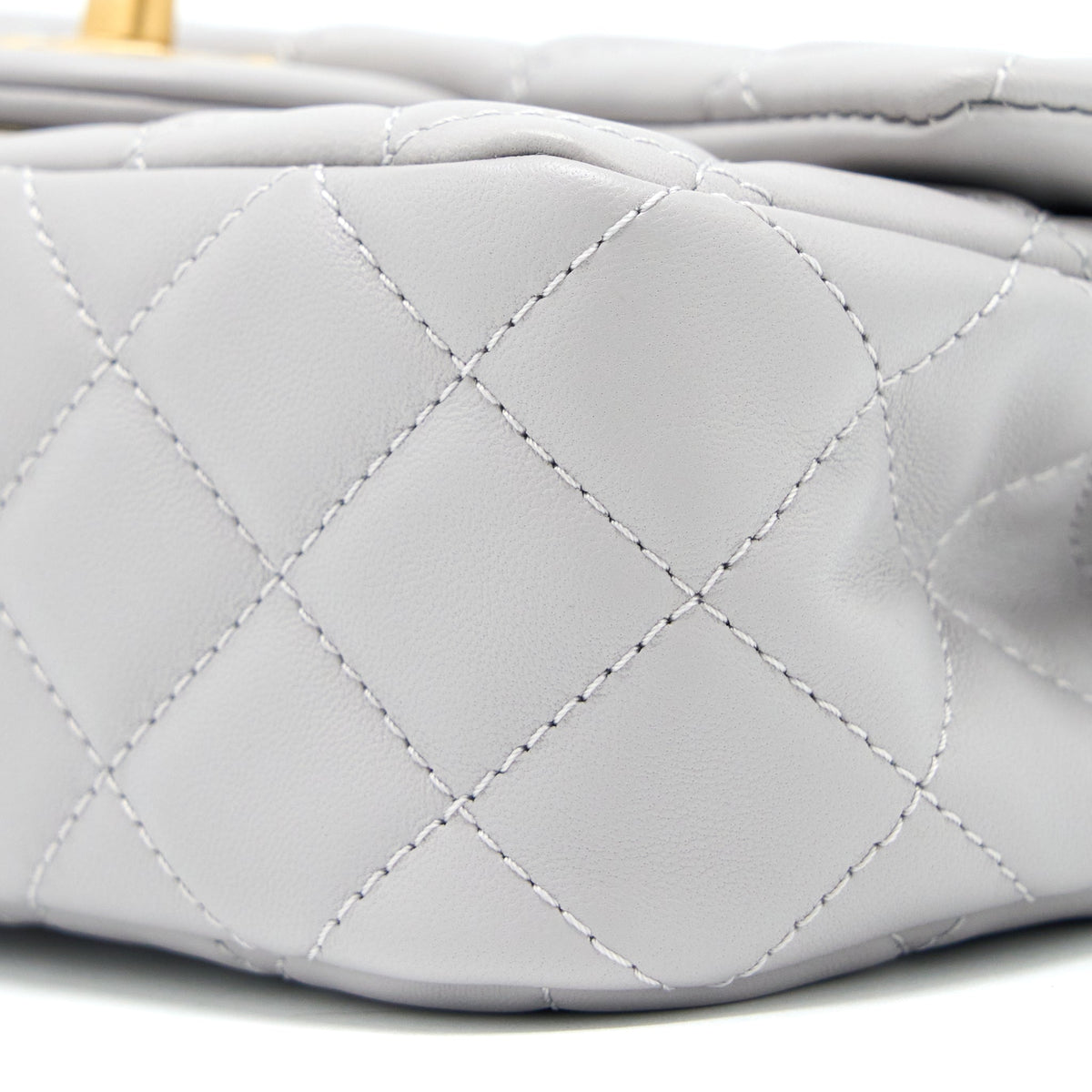 CHANEL PEARL CRUSH MINI RECTANGULAR LAMBSKIN GREY BRUSHED GHW(MICROCHIP)