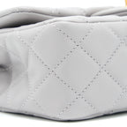 CHANEL PEARL CRUSH MINI RECTANGULAR LAMBSKIN GREY BRUSHED GHW(MICROCHIP)