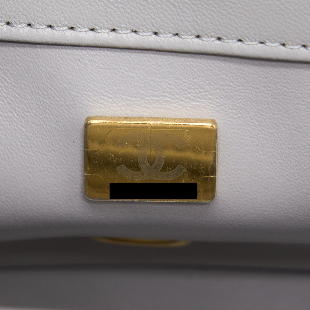 CHANEL PEARL CRUSH MINI RECTANGULAR LAMBSKIN GREY BRUSHED GHW(MICROCHIP)