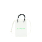 BALENCIAGA MINI SHOPPING PHONE POUCH WHITE SHW