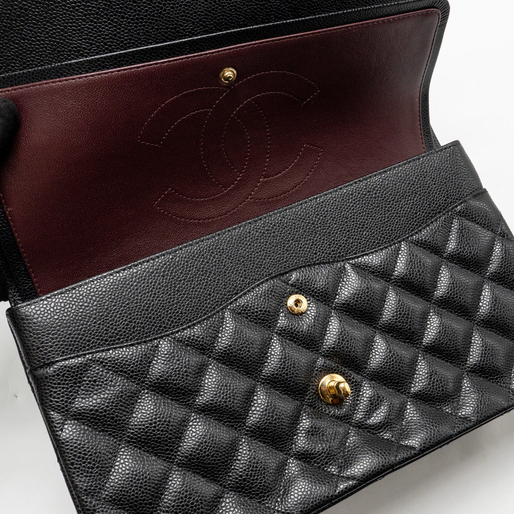CHANEL JUMBO CLASSIC DOUBLE FLAP BAG CAVIAR BLACK GHW