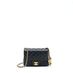CHANEL PEARL CRUSH MINI SQUARE LAMBSKIN BLACK BRUSHED GHW (MICROCHIP)