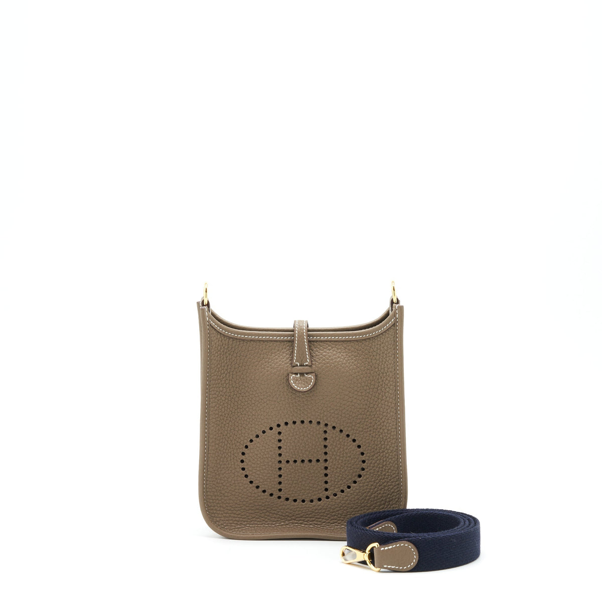 Hermes mini Evelyne Etoupe/ blue indigo GHW