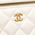 Chanel 22K Long Vanity with Coco Love Detailed Chain Lambskin White GHW（Microchip)