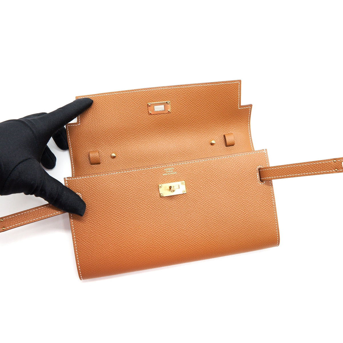 HERMES CLASSIC KELLY TO GO GOLD WITH GHW EPSOM LEATHER