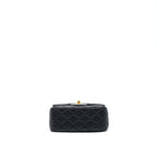 CHANEL PEARL CRUSH MINI SQUARE LAMBSKIN BLACK BRUSHED GHW (MICROCHIP)