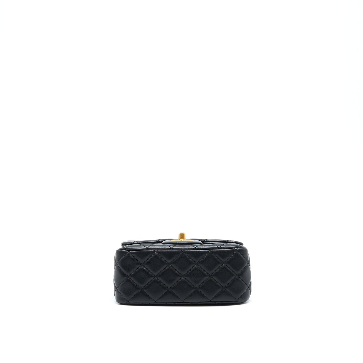 CHANEL PEARL CRUSH MINI SQUARE LAMBSKIN BLACK BRUSHED GHW (MICROCHIP)