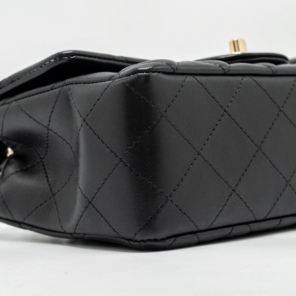 CHANEL MINI RECTANGULAR FLAP BAG LAMBSKIN BLACK LGHW (MICROCHIP)